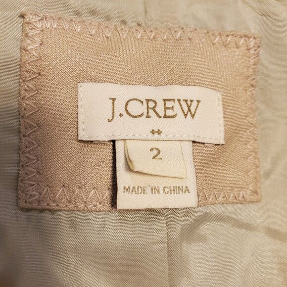 J.CREW Womens Sz 2 Schoolboy Blazer 100% Linen Beige Tan Academia Preppy Spring - Picture 9 of 10